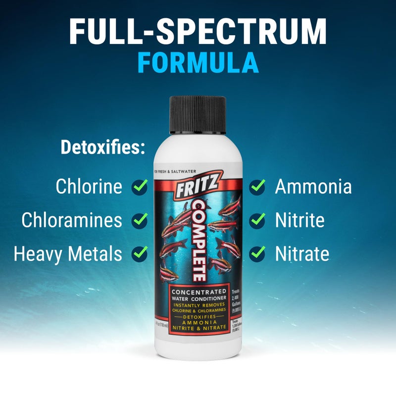 Fritz Aquatics Fritz Complete â€“ Concentrated Water Conditioner/Tap Water Dechlorinator, Instantly Detoxifies Chlorine, Chloramines, Heavy Metals, Ammonia, Nitrite/Nitrates, for Fresh and Saltwater (4 oz) - Image 3